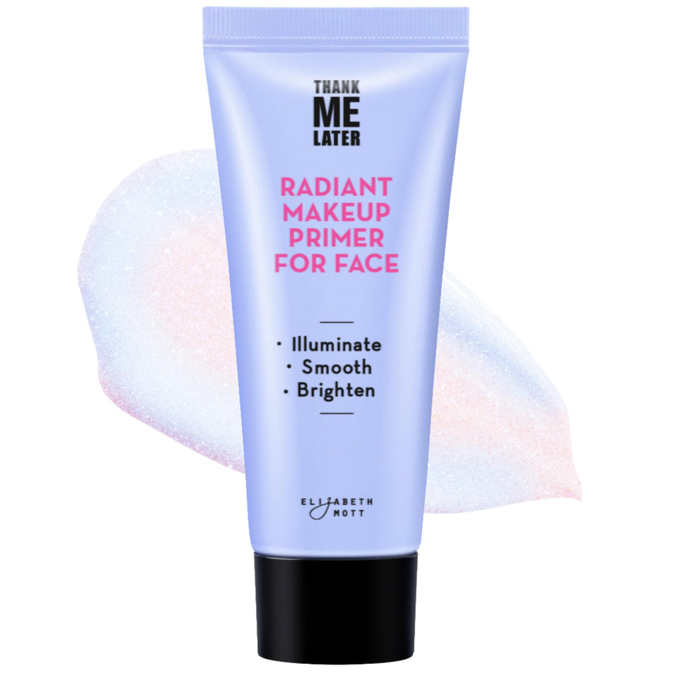Elizabeth Mott front packaging showing sleek primer jar for smooth base