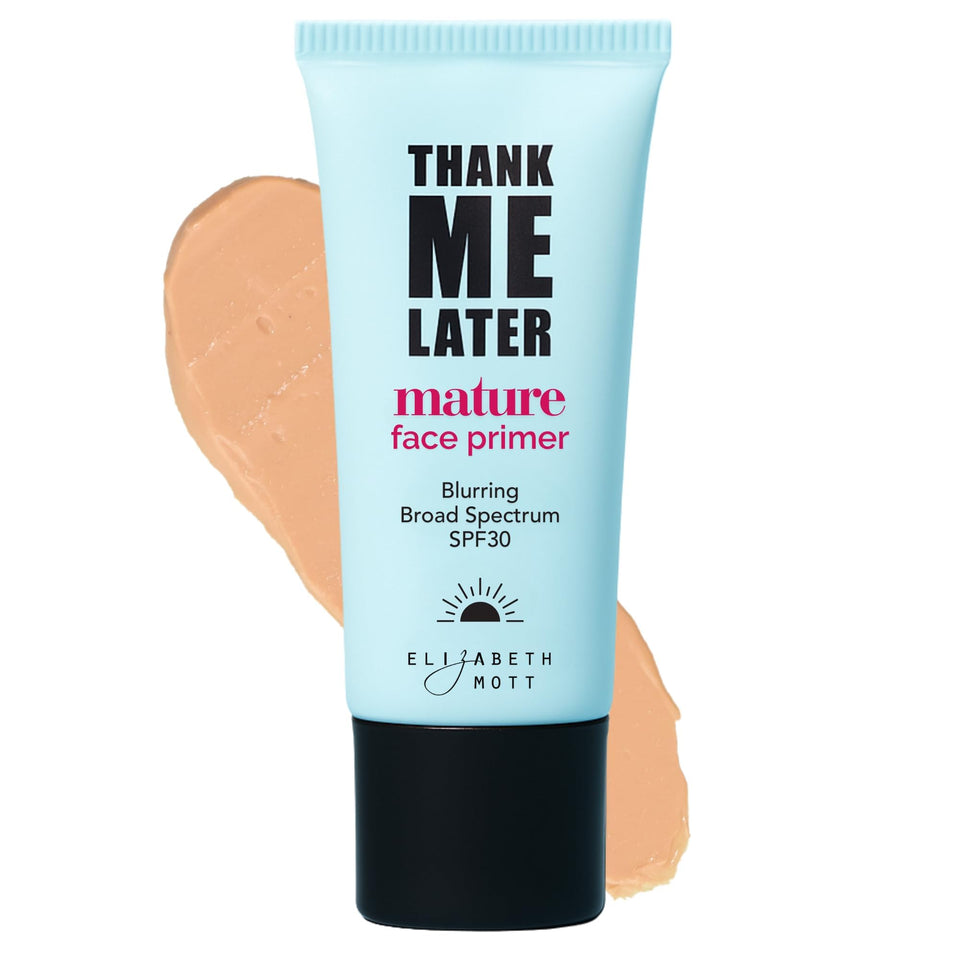 Elizabeth Mott front packaging showing clean primer tube and SPF benefit