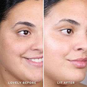 Elizabeth Mott application on cheek showing targeted highlighting and natural radiance
