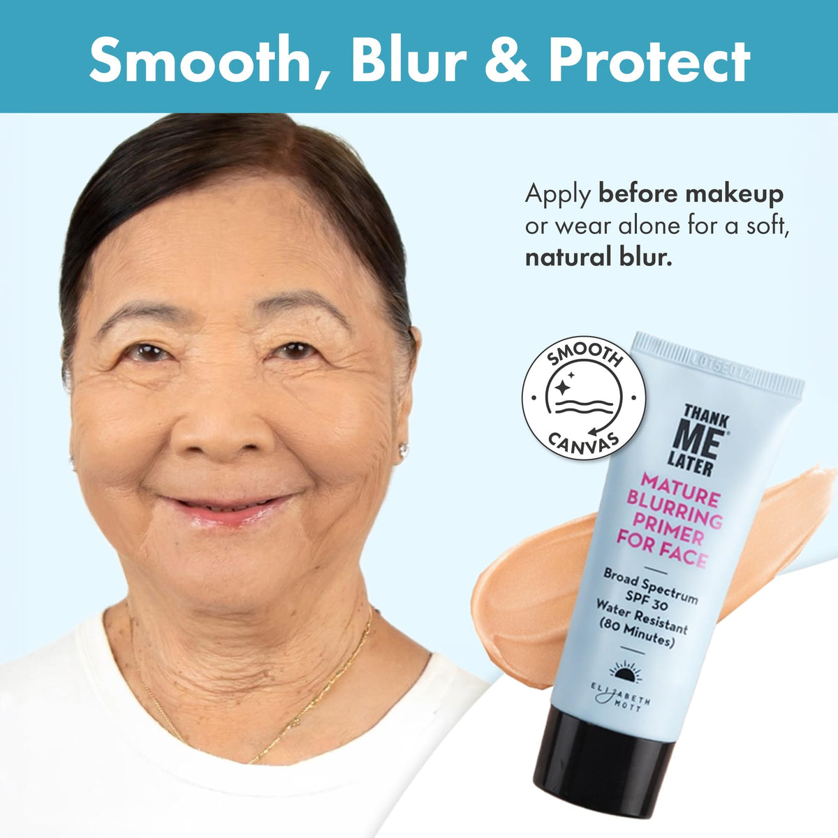 Elizabeth Mott in makeup routine under foundation for longer wear