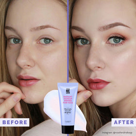 Elizabeth Mott label with niacinamide callout for balanced skin benefit