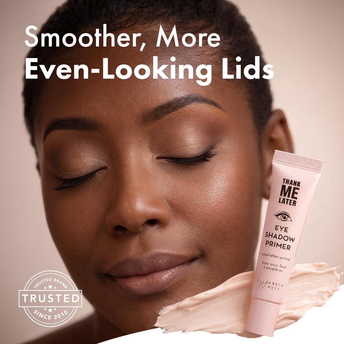 Elizabeth Mott in a makeup bag lifestyle shot for on-the-go reliability