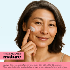 Elizabeth Mott lifestyle image of woman applying primer for even skin