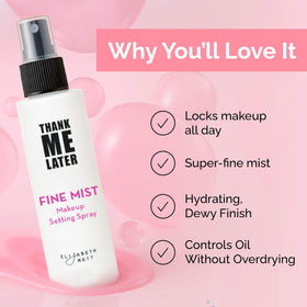 Elizabeth Mott mist sprayed into hand showing fine even distribution