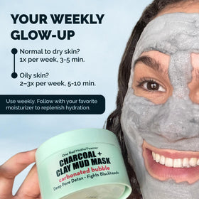 Elizabeth Mott rinsing foam from face revealing cleaner skin