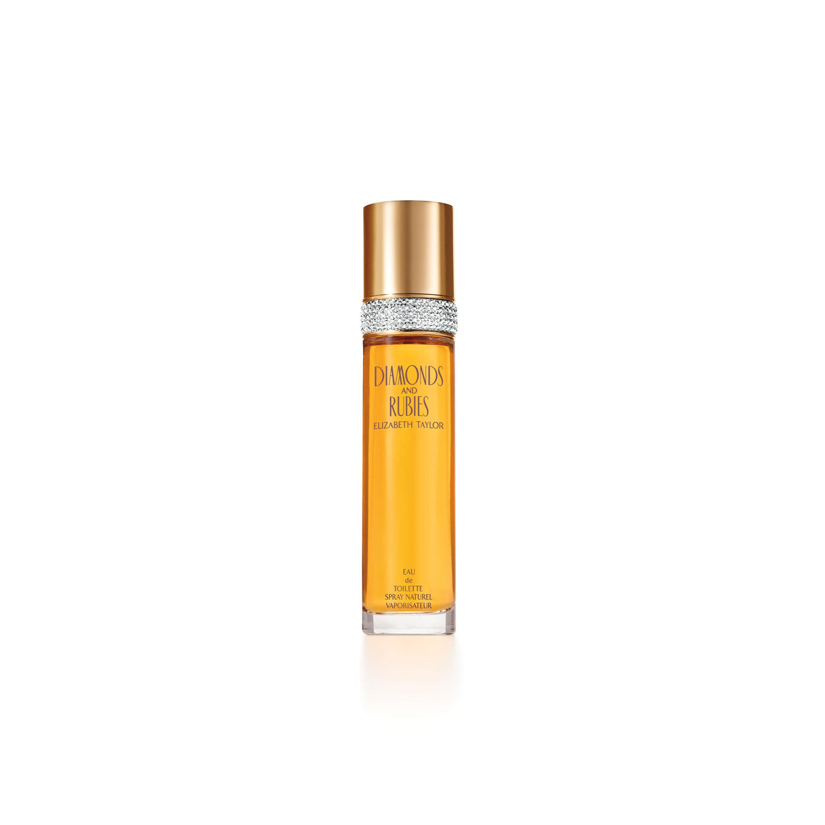 Elizabeth Taylor perfume on vanity styled with flowers for elegant display