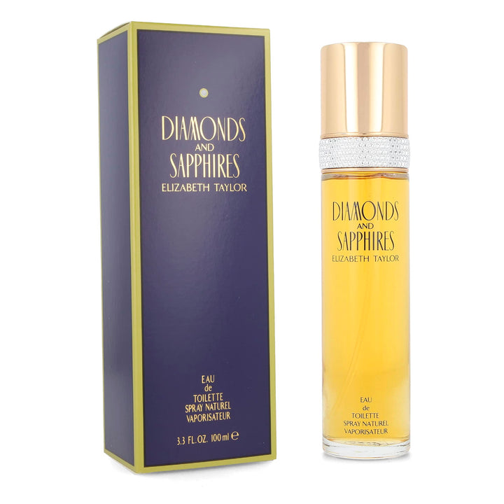 Elizabeth Taylor Diamonds and Sapphires front bottle view showing elegant packaging and gift-ready design