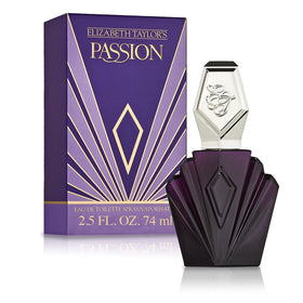 Elizabeth Taylor Passion front bottle showing elegant glass and label, communicates classic appeal