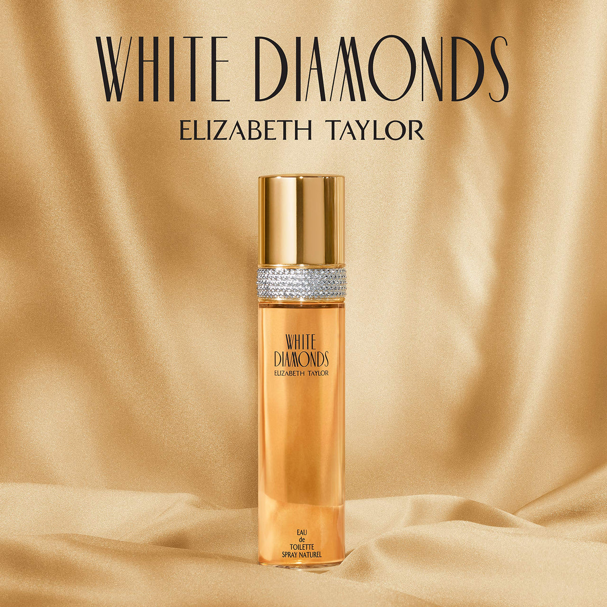 Elizabeth Taylor White Diamonds set on vanity with flowers evoking glamorous everyday use