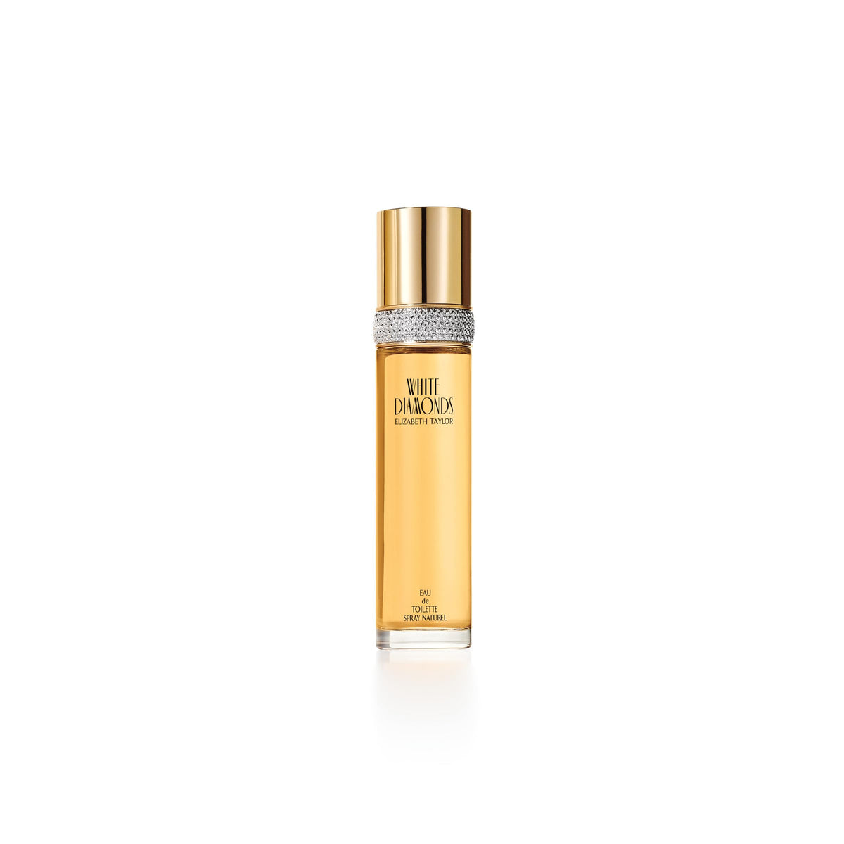 Elizabeth Taylor White Diamonds side label close-up highlighting fragrance name and classic design