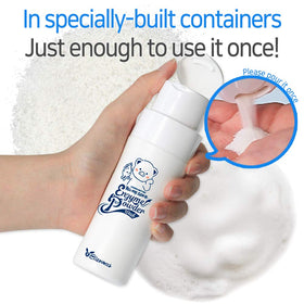 Elizavecca usage step splash showing water activation and easy foam formation