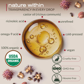 Ella & Eden oil pouring close-up displaying rich cold-pressed texture and purity benefit