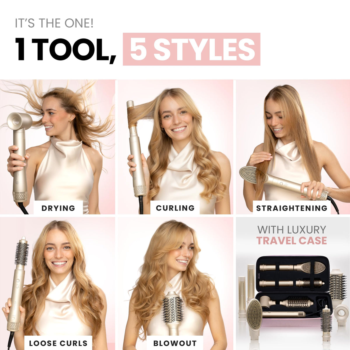 ELLA BELLA layout of all six attachments offering versatile styling options