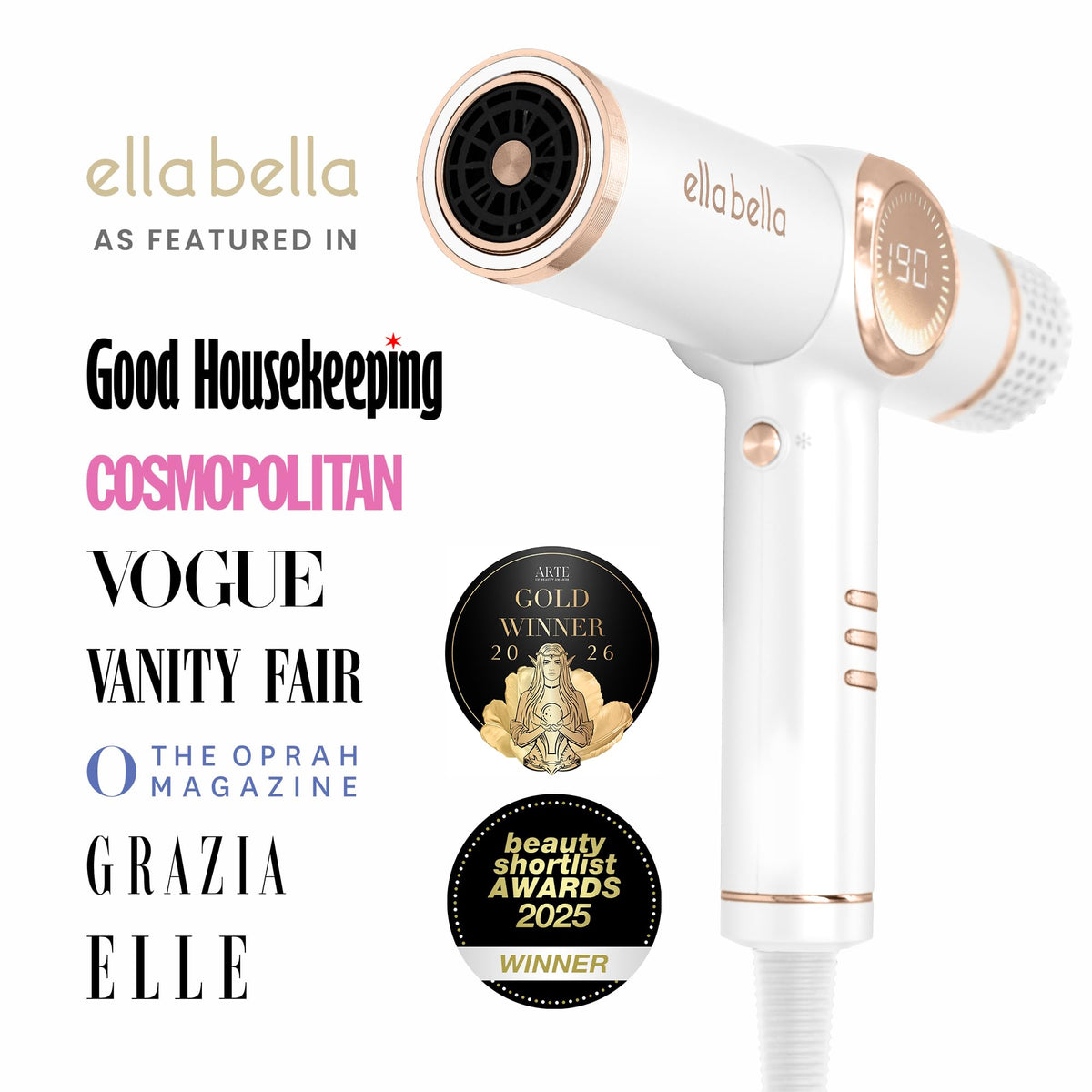 ELLA BELLA with diffuser attached preserving curls and reducing frizz