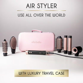 ELLA BELLA dryer brush texture and vents highlighting powerful airflow and quick-dry benefit