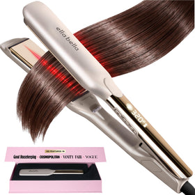 ELLA BELLA flat iron front view showing sleek design and professional finish