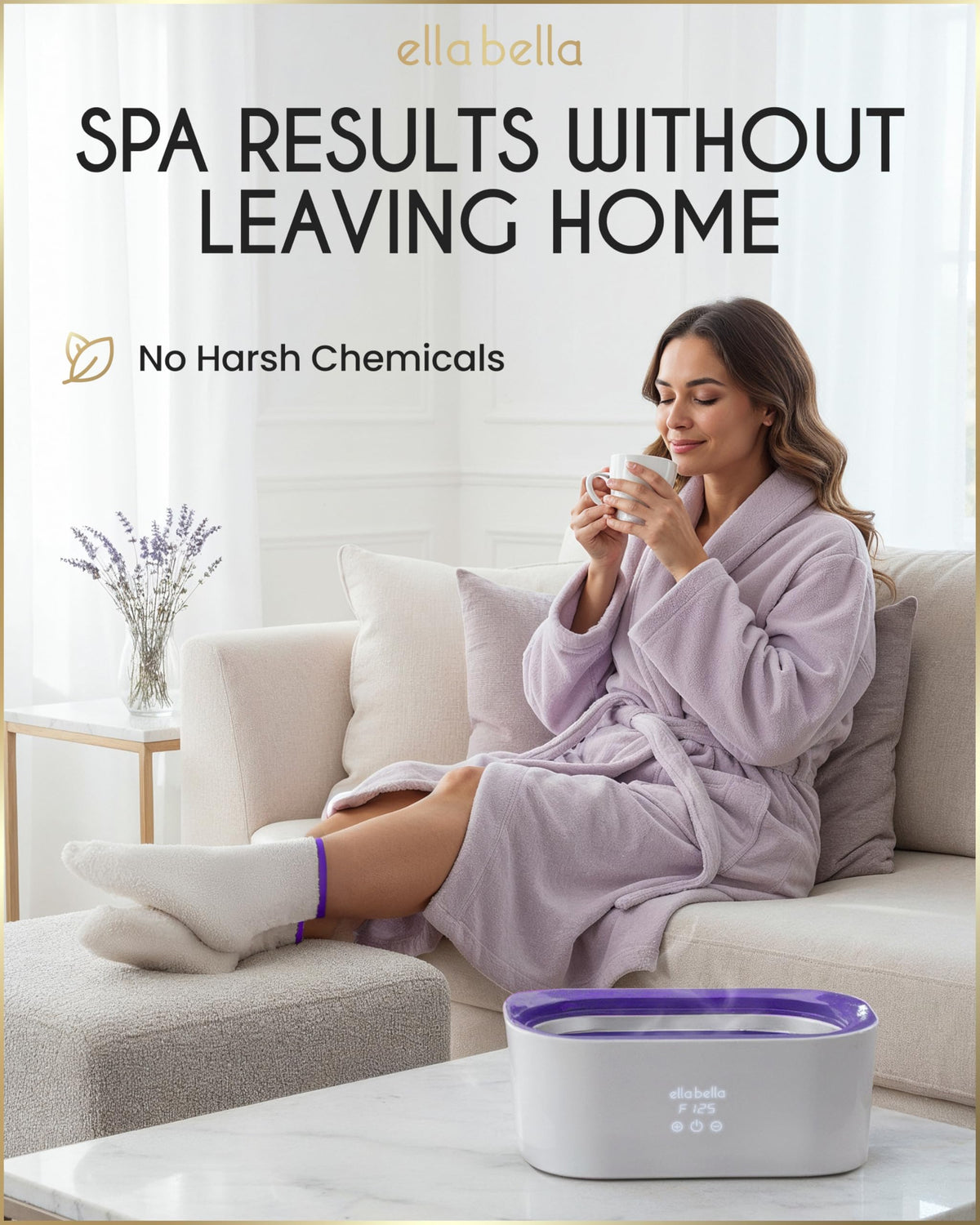 ELLA BELLA user dipping hand into warm wax for soothing treatment