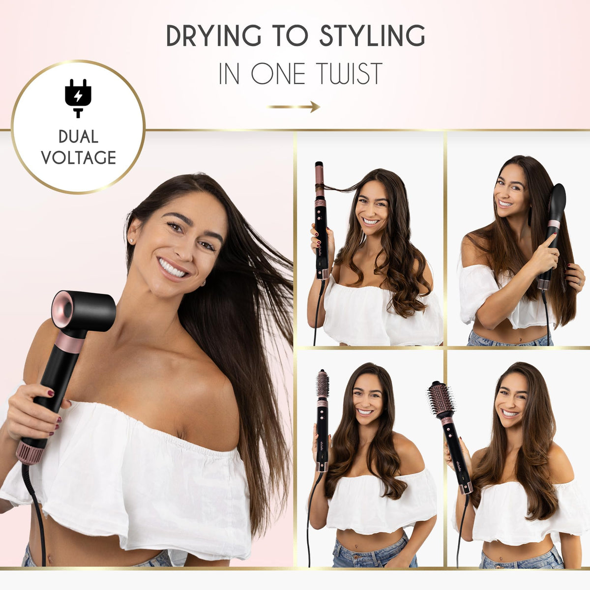 ELLA BELLA styler in use creating curls to show fast styling and salon-like results benefit