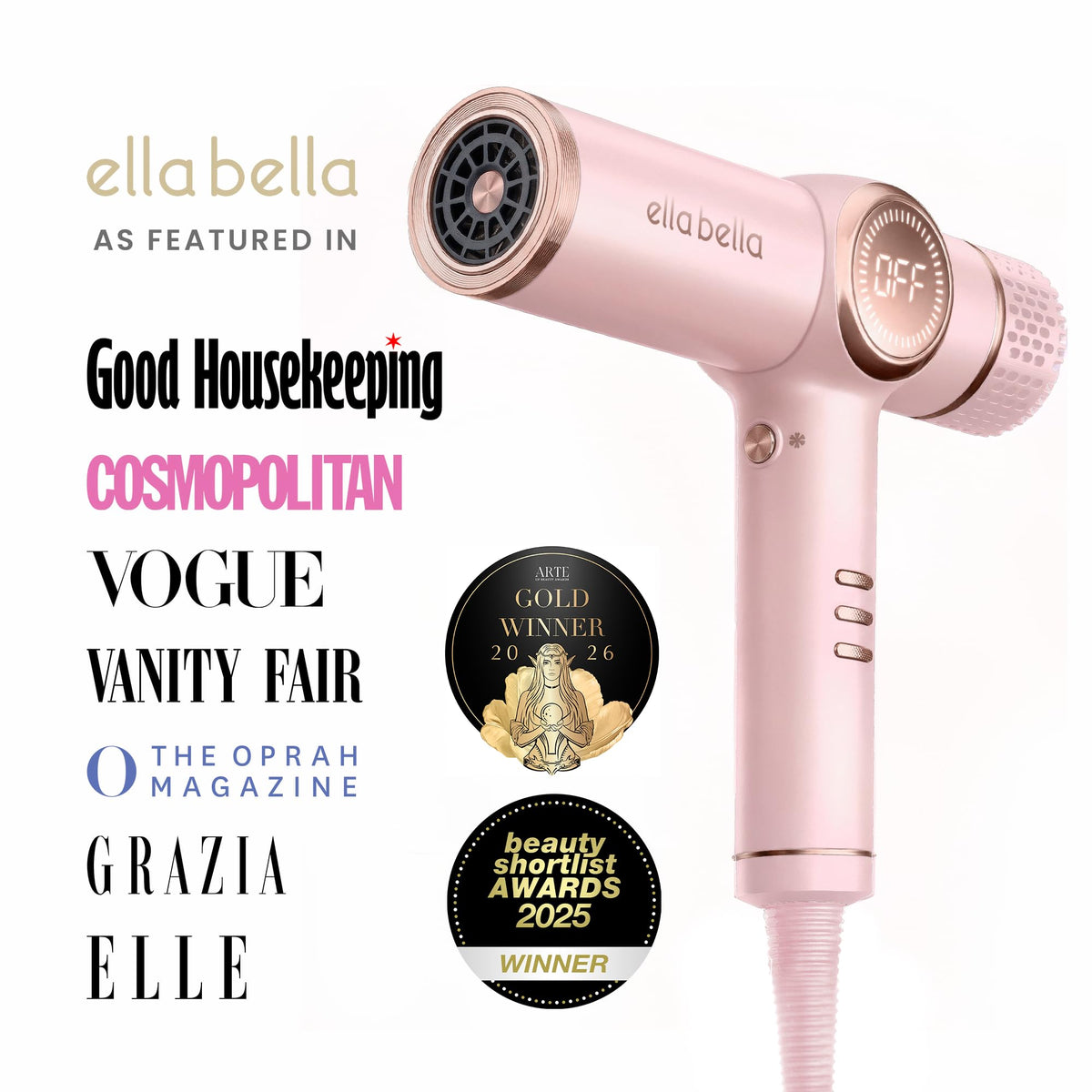 ELLA BELLA magnetic nozzle close-up showing quick swap convenience