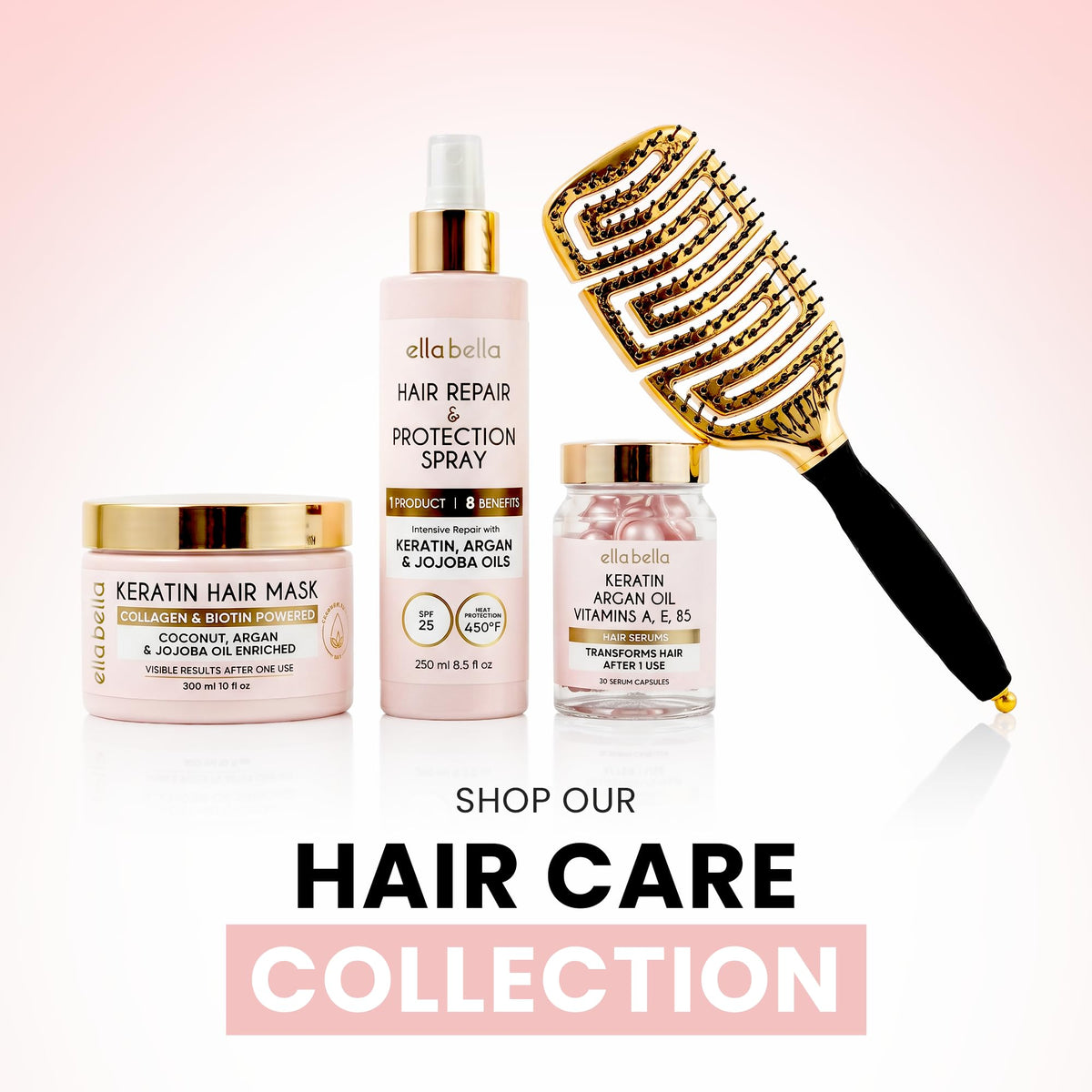 ELLA BELLA packaged kit on vanity conveying premium-at-home styling