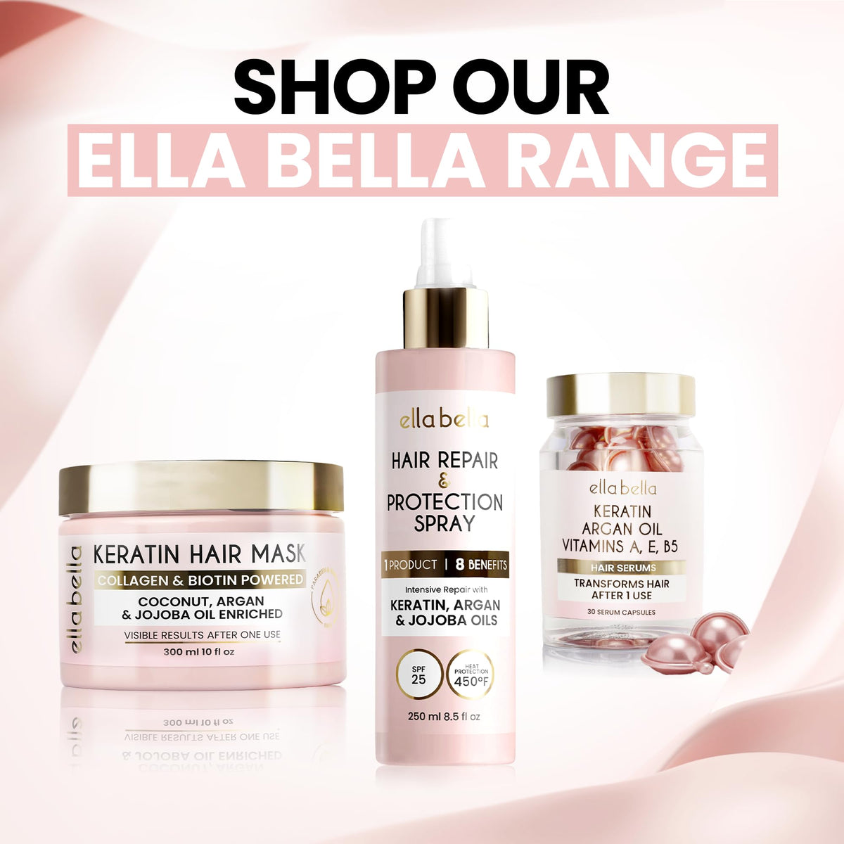 ELLA BELLA size scale with hand showing jar capacity and portability