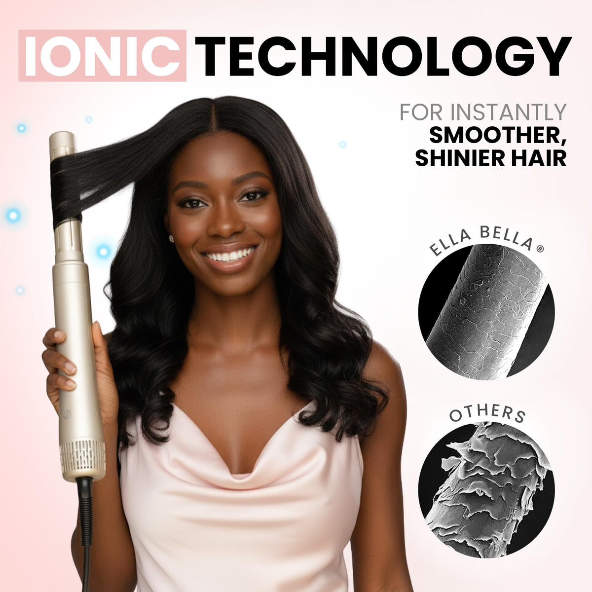 ELLA BELLA straightening nozzle detail enabling sleek, controlled straight styles