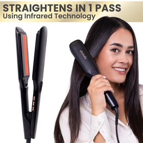 ELLA BELLA compact dual-voltage iron beside passport showing travel readiness
