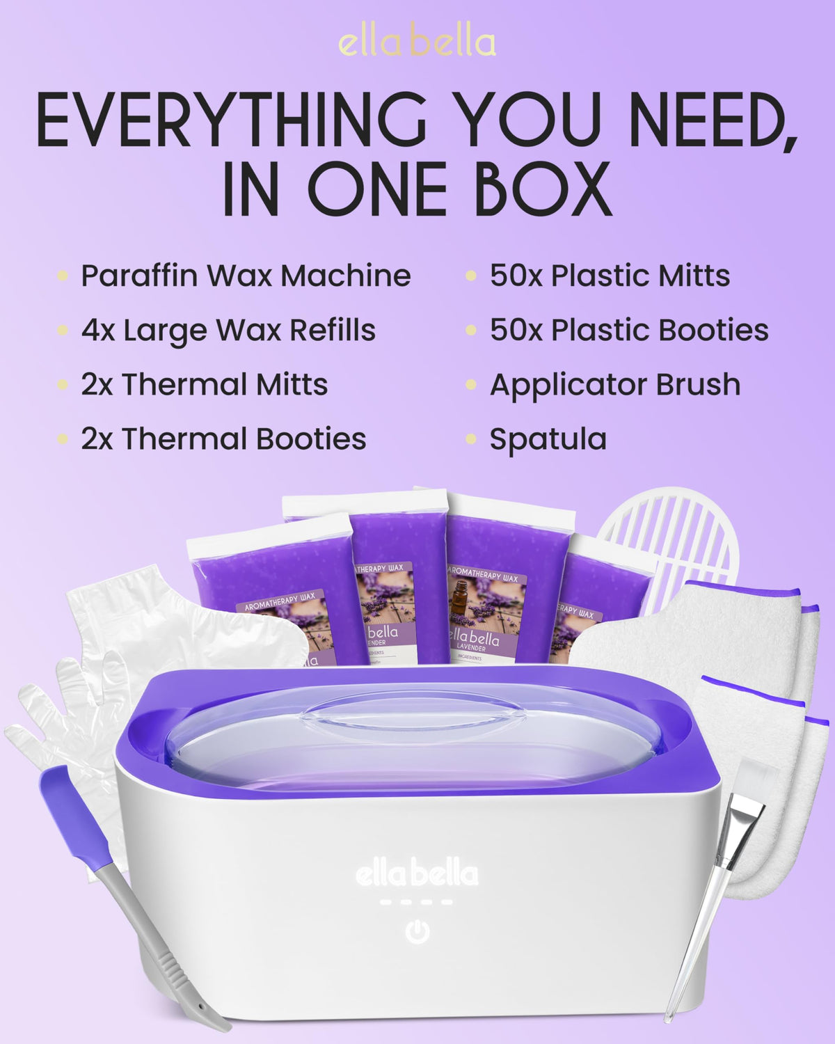 ELLA BELLA paraffin wax refill packs stacked for multiple treatments