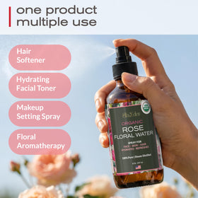 Ella & Eden close-up of rose hydrosol texture showing natural steam-distilled benefit