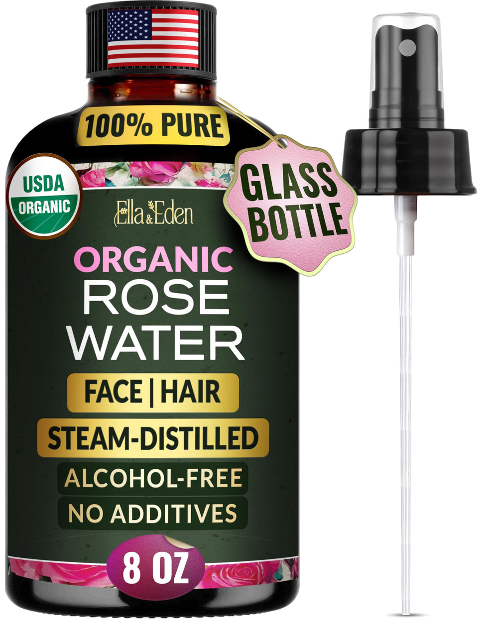 Ella & Eden front bottle shot showing label and design, highlights purity benefit