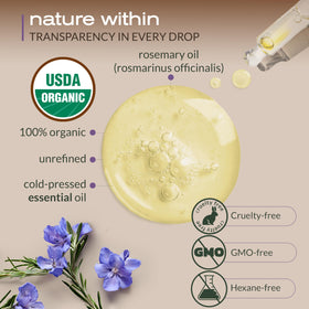 Ella & Eden dropper dispensing rosemary oil highlighting controlled dosing benefit