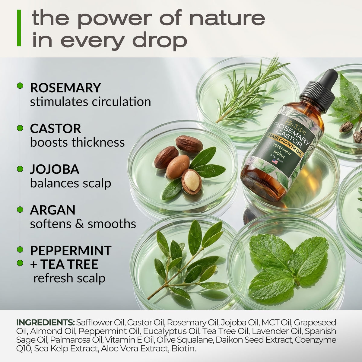 Ella & Eden oil texture on hand displaying lightweight absorption benefit