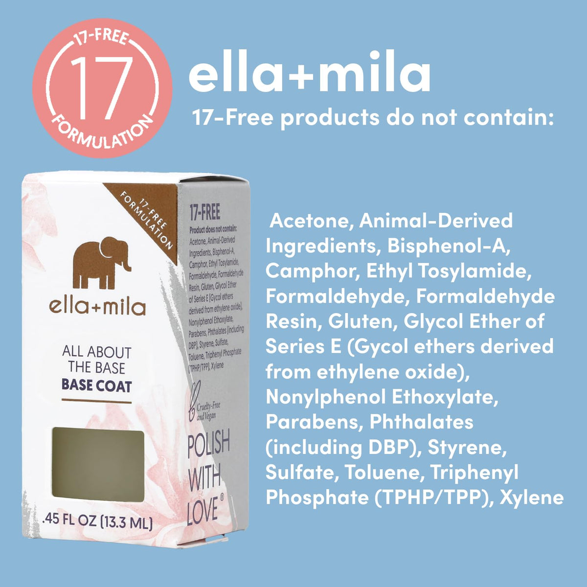 ella+mila bottle held in hand in lifestyle setting showing natural manicure benefit