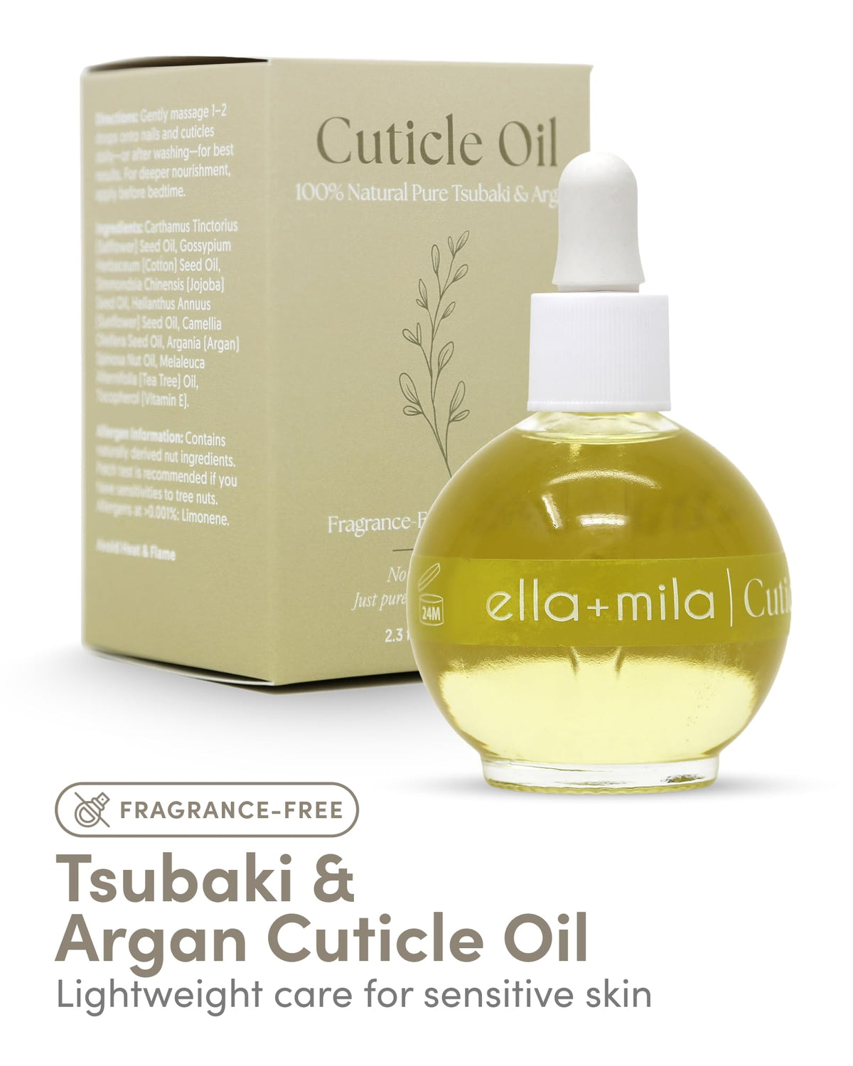 ella+mila dropper dispensing oil for precise, mess-free application