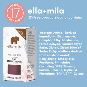 ella+mila label showing ingredient list and vegan cruelty-free certification