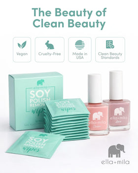 ella+mila wipes inside a travel bag for on-the-go nail care