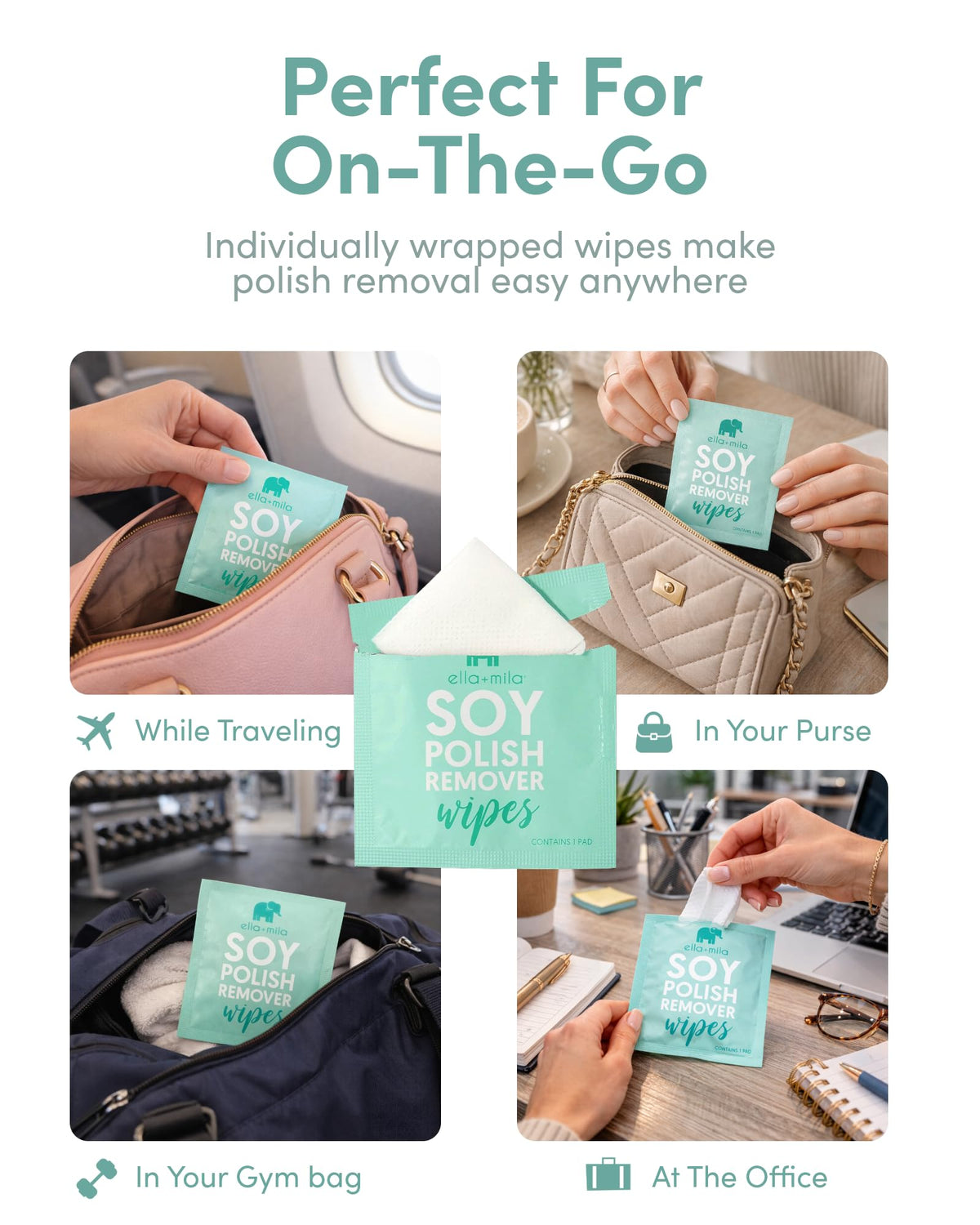 ella+mila wipe in hand removing polish for quick touch-up