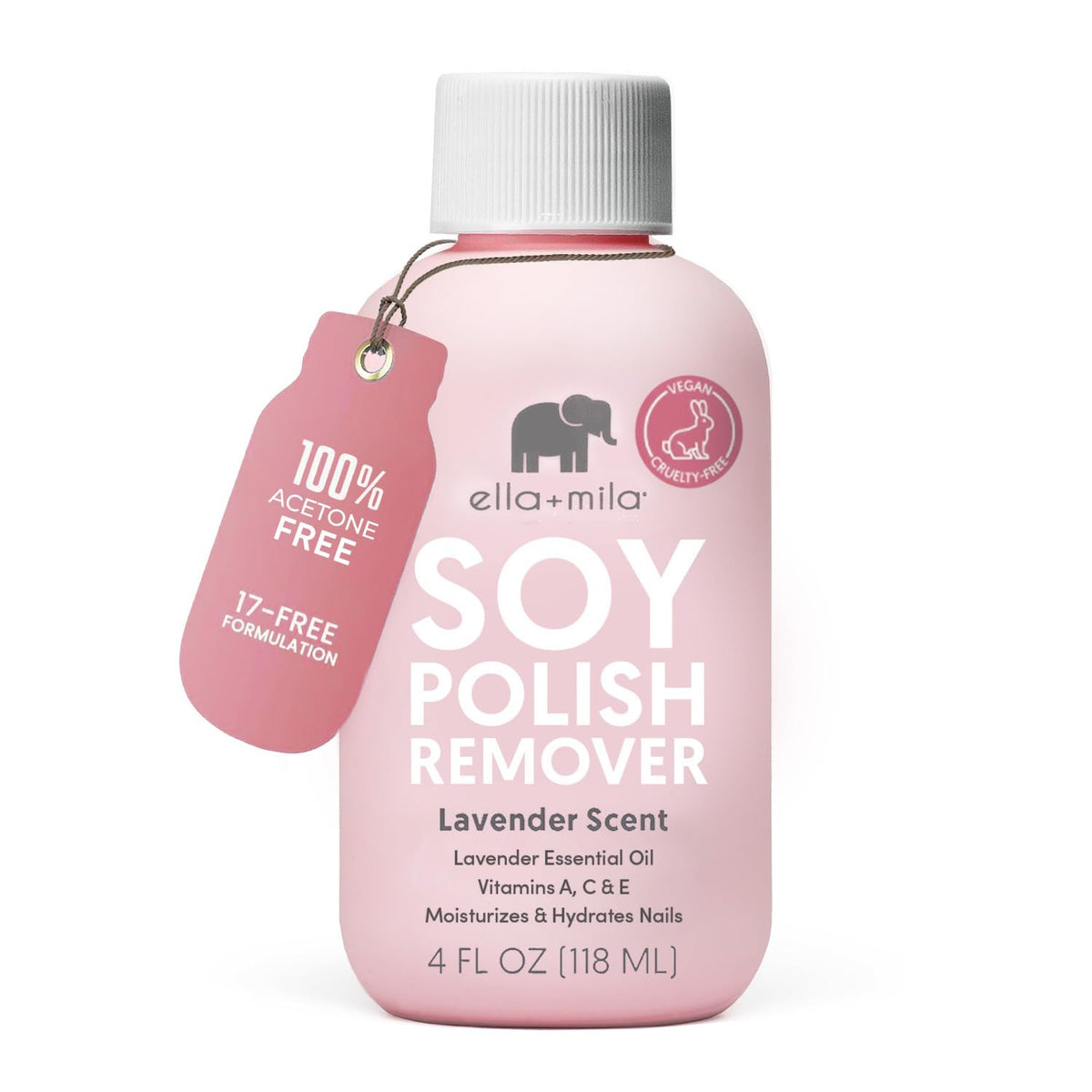 ella+mila front bottle showing label and lavender scent benefits