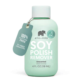 ella+mila front bottle showing 4 fl oz and product benefit of gentle removal