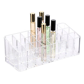 ELLDOO front view of clear acrylic organizer showing neat 24 slots and tidy display