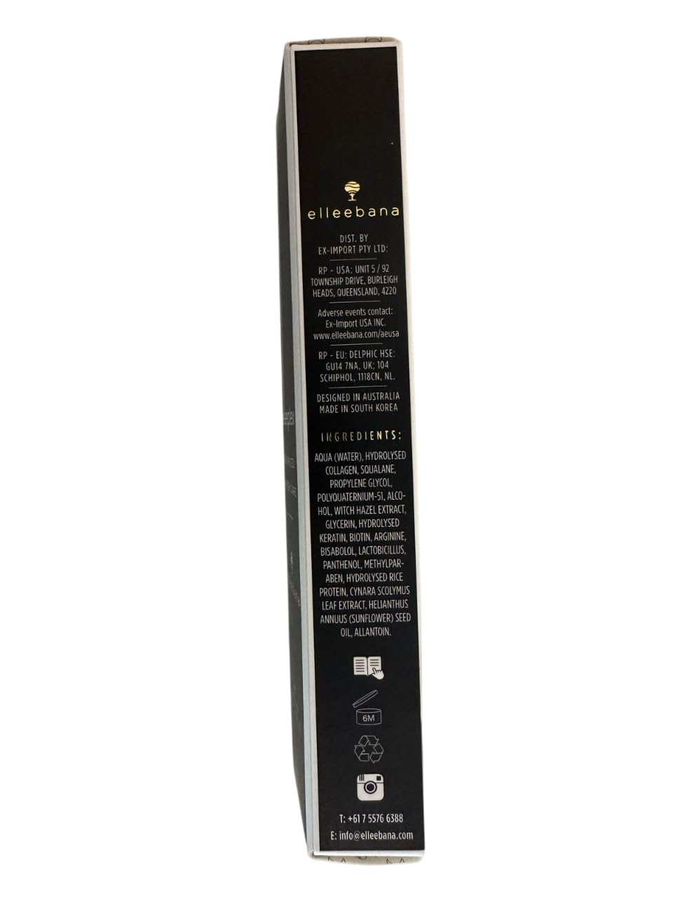 elleebana bottle beside brow lamination tools, supports shape and sheen