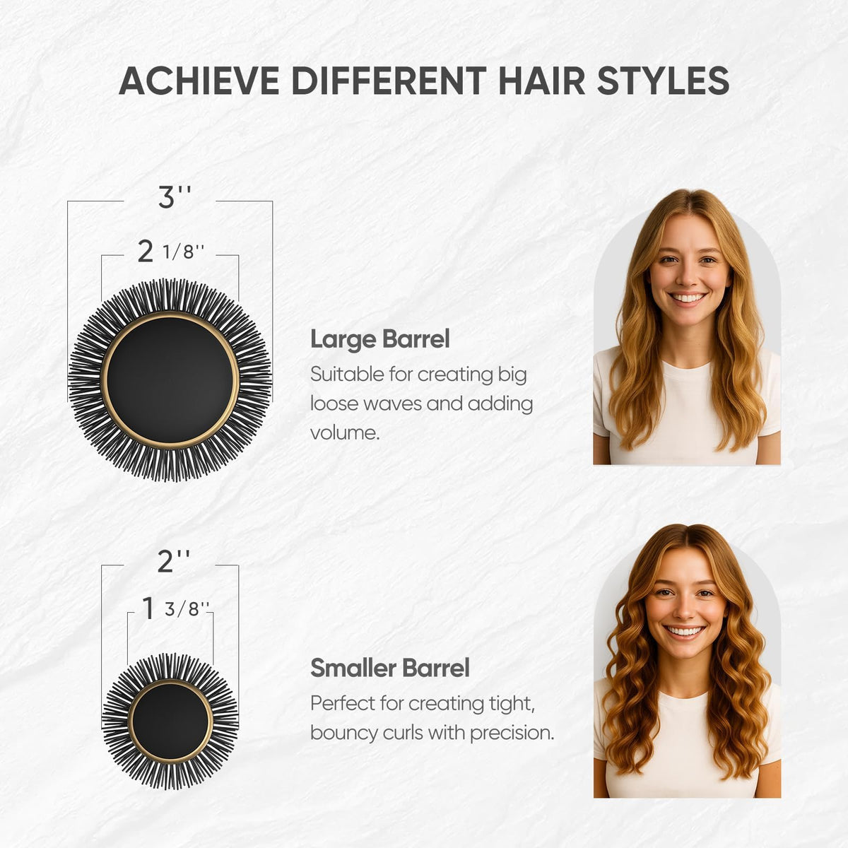 Ellen Evyse brush being used with blow-dryer demonstrating quicker styling and smoother finish