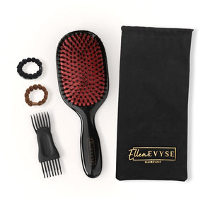 Ellen Evyse storage bag with cleaning tool and hair ties for easy maintenance