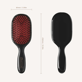 Ellen Evyse brush used on long hair in a lifestyle setting for frizz control