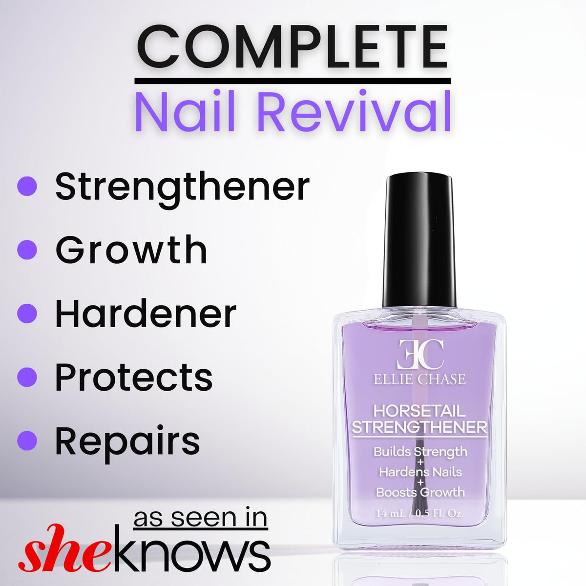Ellie Chase brush applying clear coat for stronger nails