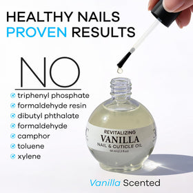 Ellie Chase clear oil on polished nail illustrating non-greasy shine benefit