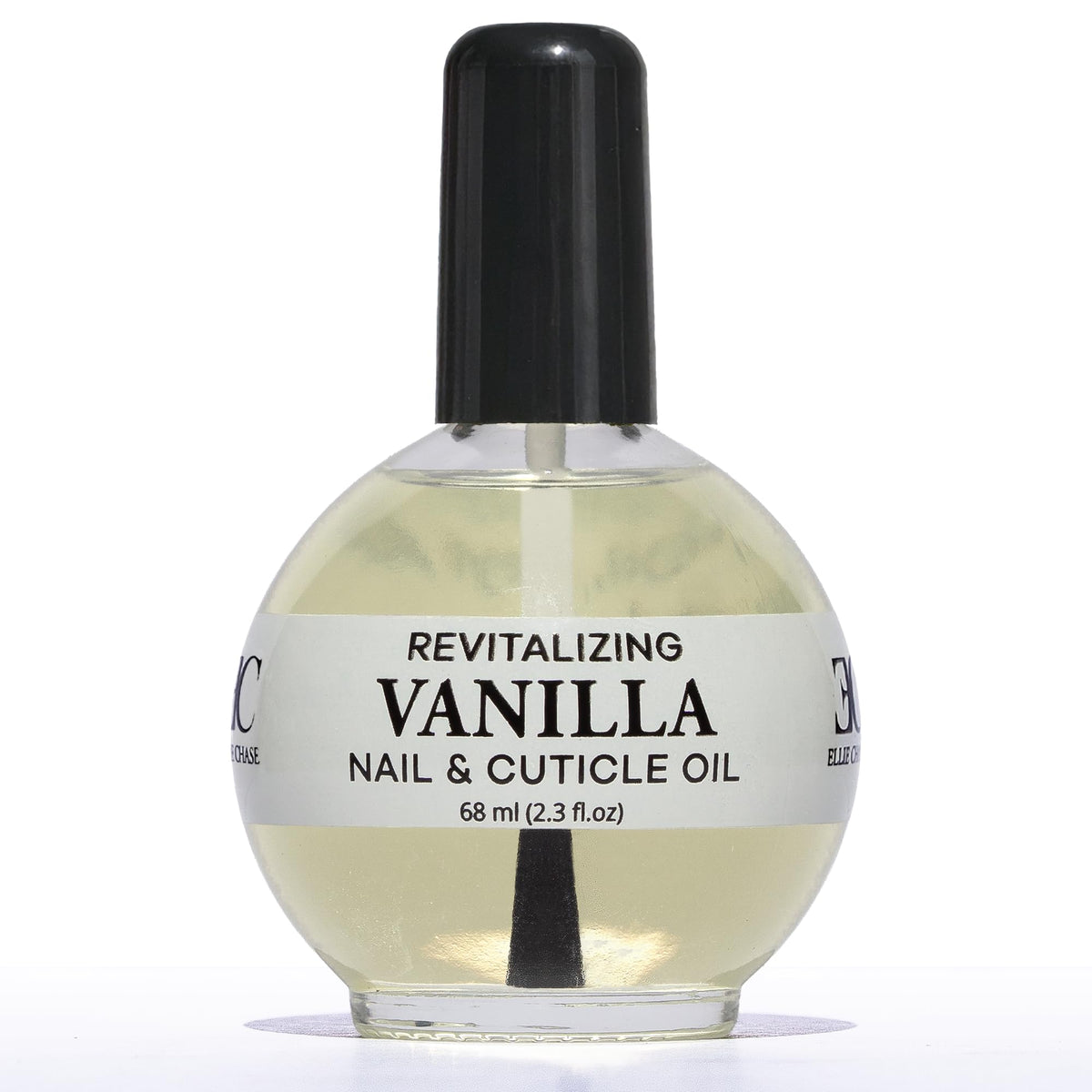 Ellie Chase front bottle shot showing vanilla scented cuticle oil benefit hydration