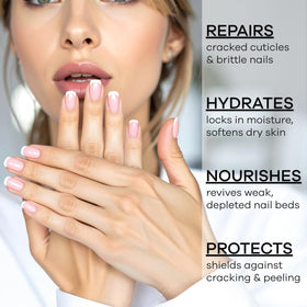 Ellie Chase applying oil to cuticle showing gentle massage and moisture boost
