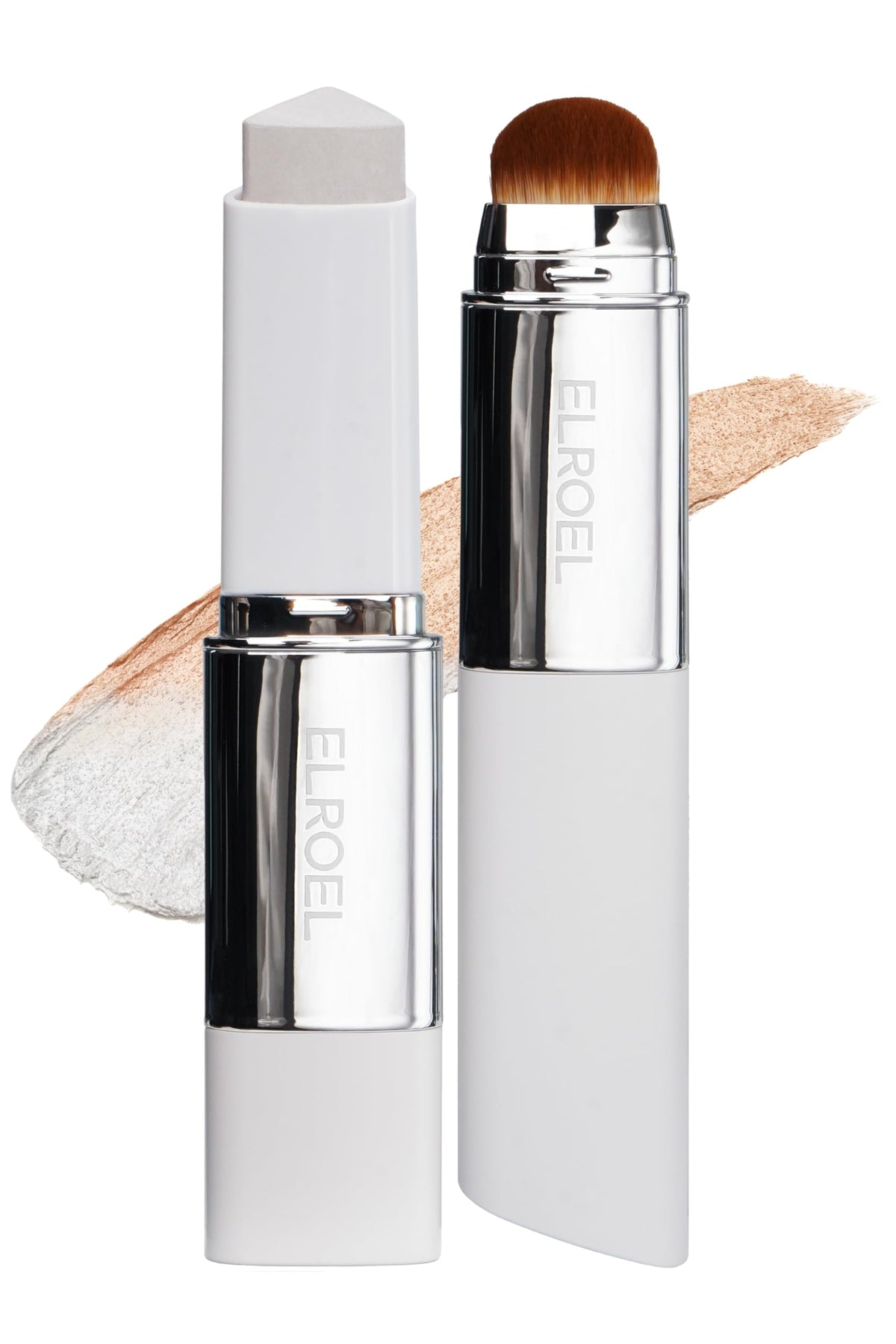 ELROEL front packaging showing dual-ended stick and detached brush, portable finish