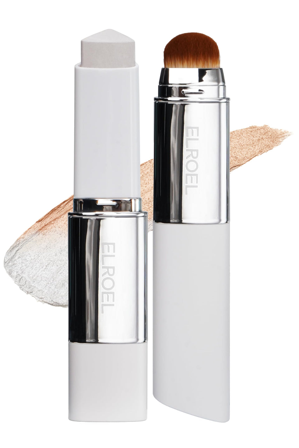 ELROEL front packaging showing dual-ended stick and detached brush, portable finish